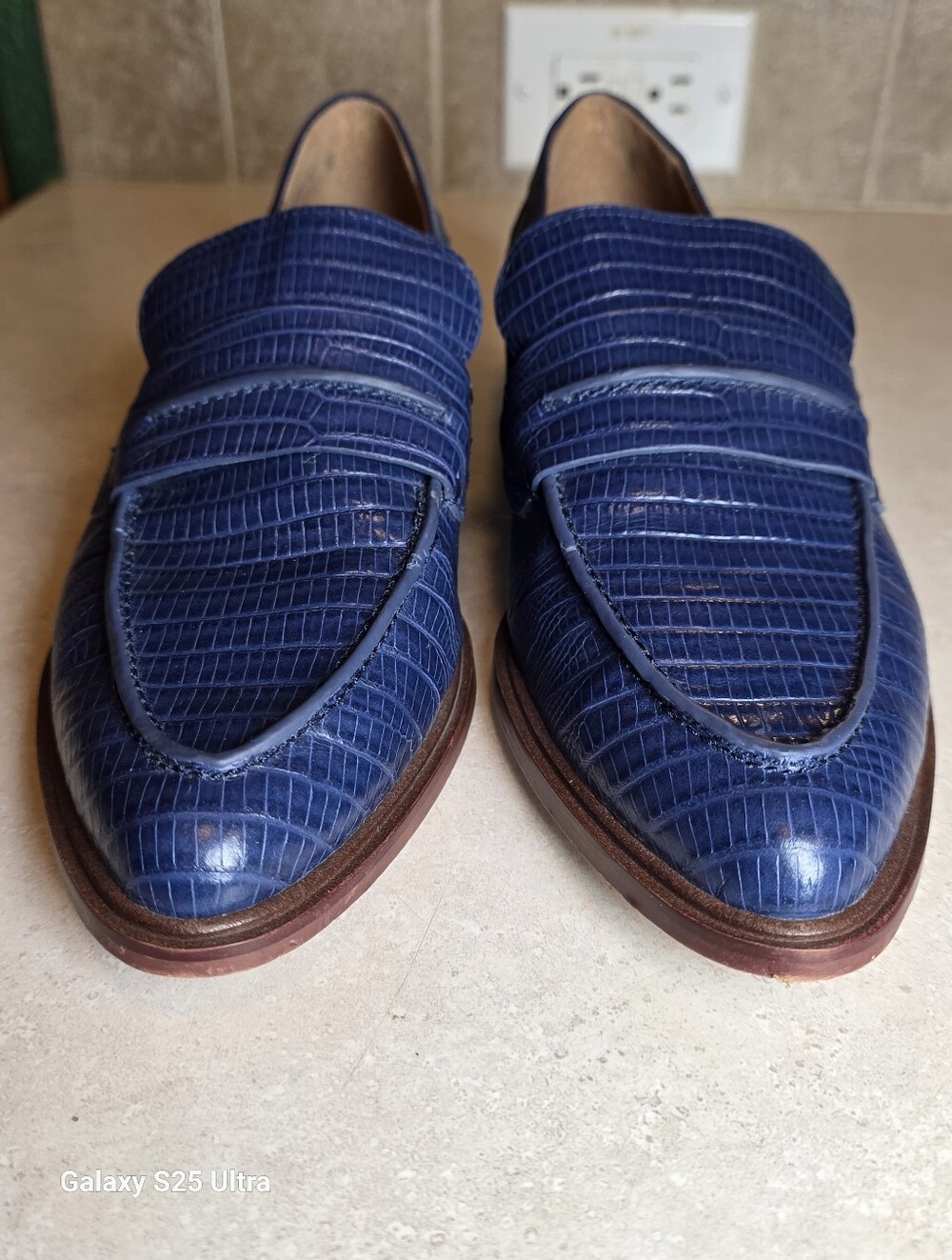 SARTO by Franco Sarto Irena Cobalt Blue Lizard Embossed Pointed Toe Leather 9 - Picture 10 of 12